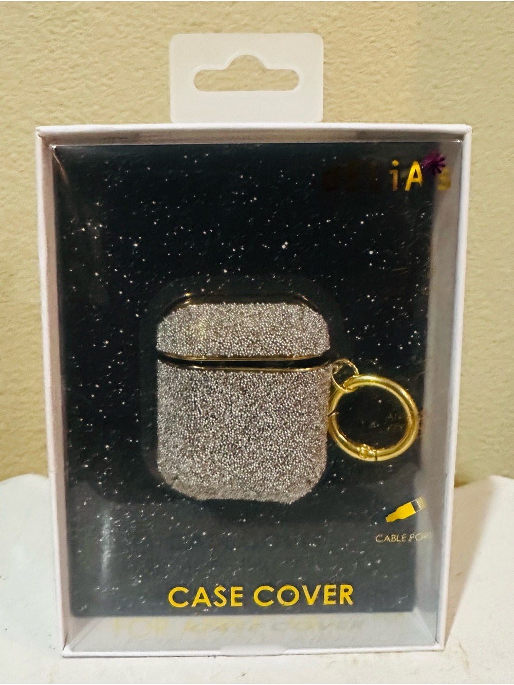 dELiA*s Sparkle Silver AirPods Case Cover with Gold Ring
